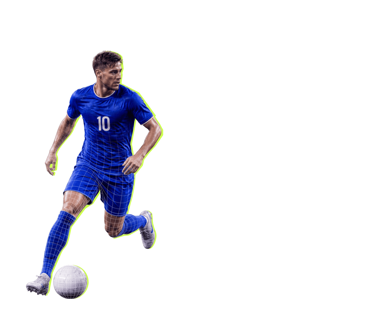 Footballer with live match statistics and a market card